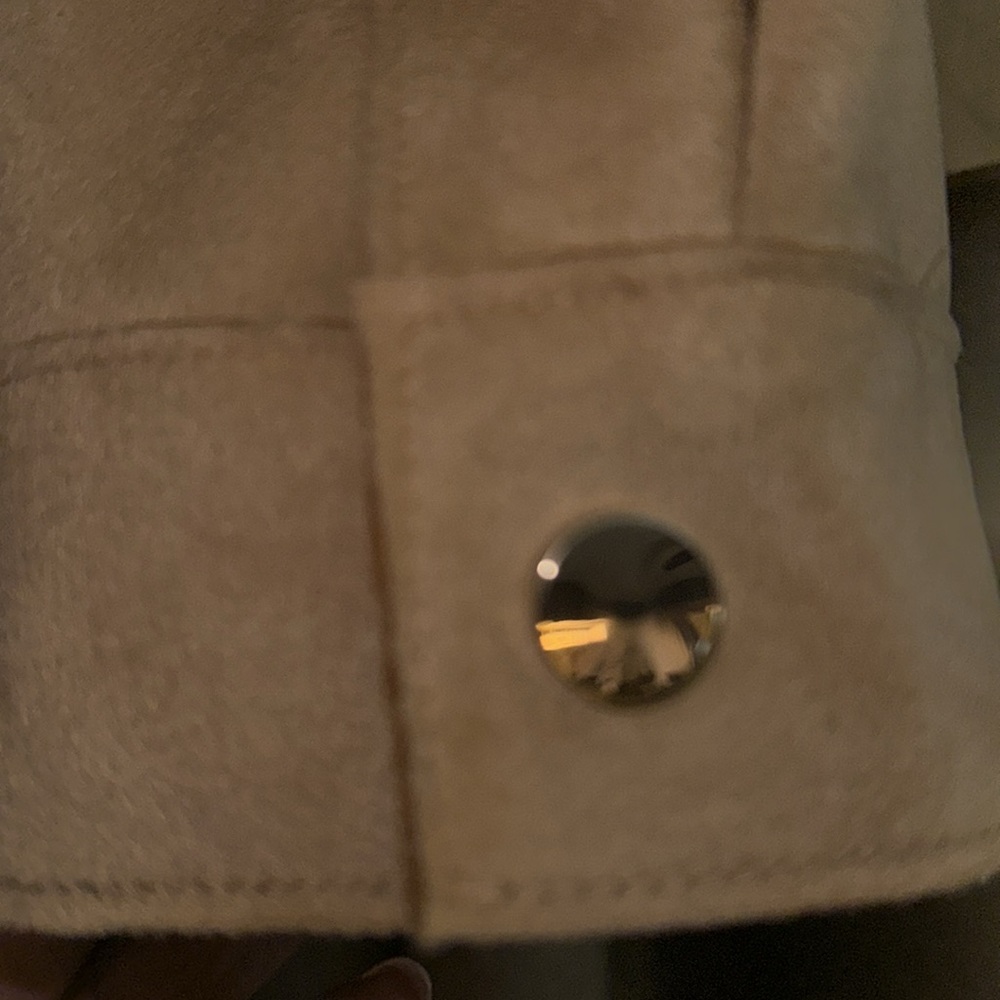 Zara Golden Brown Button-Up Top, Soft, Suede-Like Texture - Picture 3 of 5